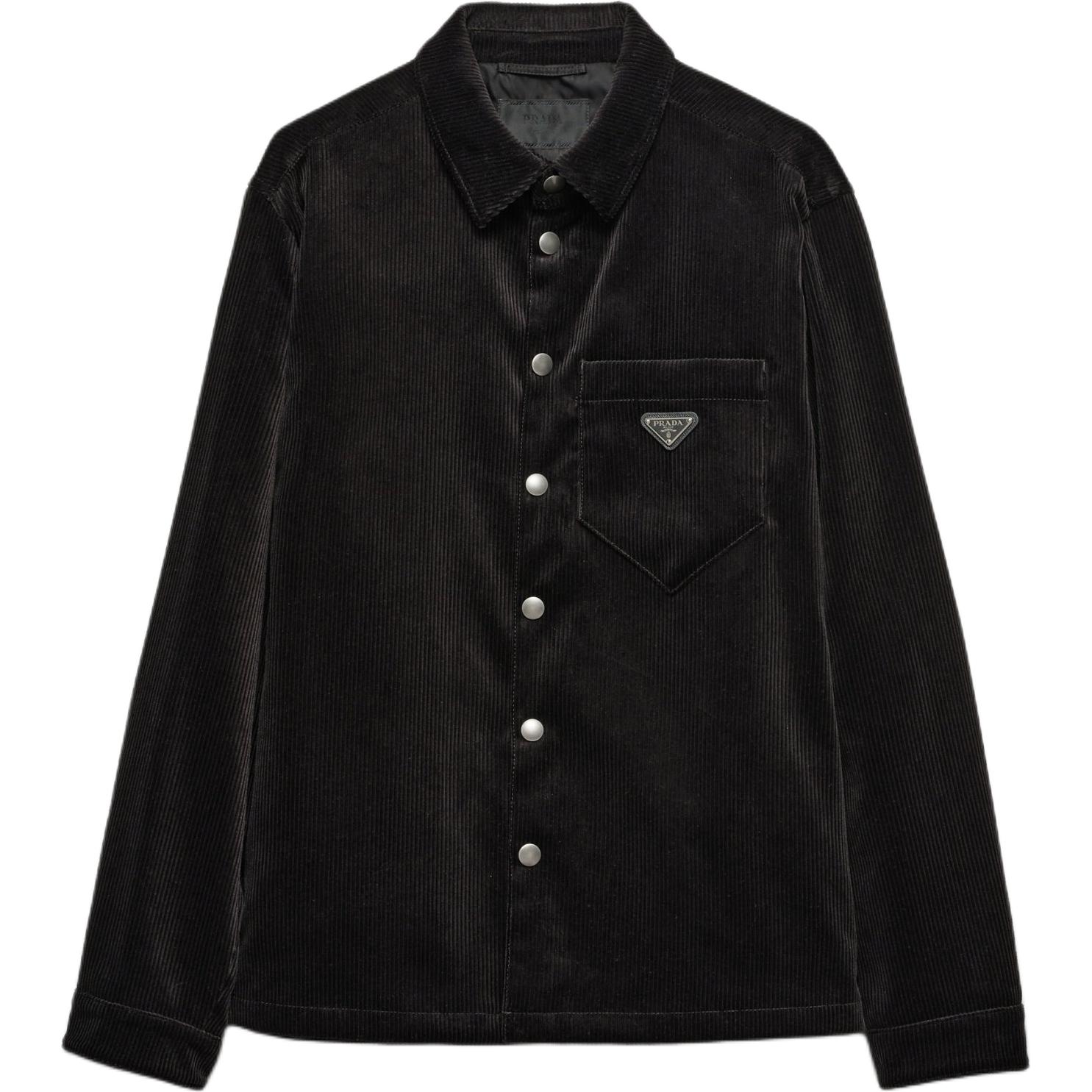 PRADA FW24 Logo Badge Single-Breasted Long Sleeve Shirt  Black SC798-144R-F0002-S-OOO 圖 2