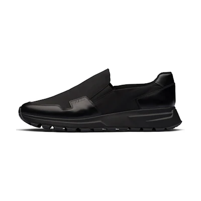 Prada Gabardine and Patent Leather Sneakers 'Black'