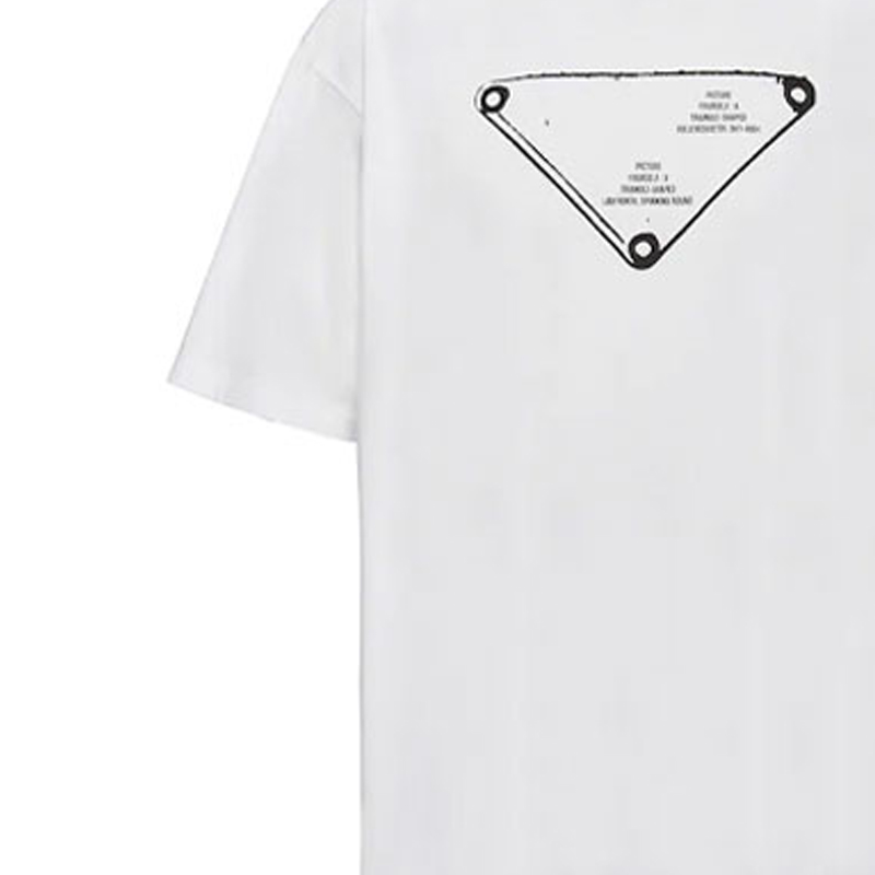 Sizing PRADA Camiseta Blanca de Algodón con Estampado Geométrico y Manga Corta UJN741-1YZN-F0009-S-211
