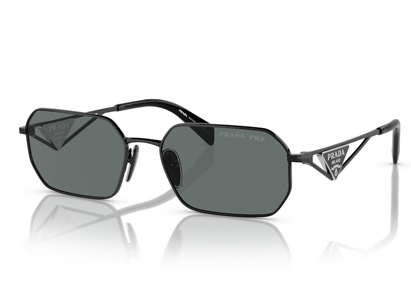 Prada Geometric Sunglasses Black/Black Grey (SPRA51 1AB-5Z1)