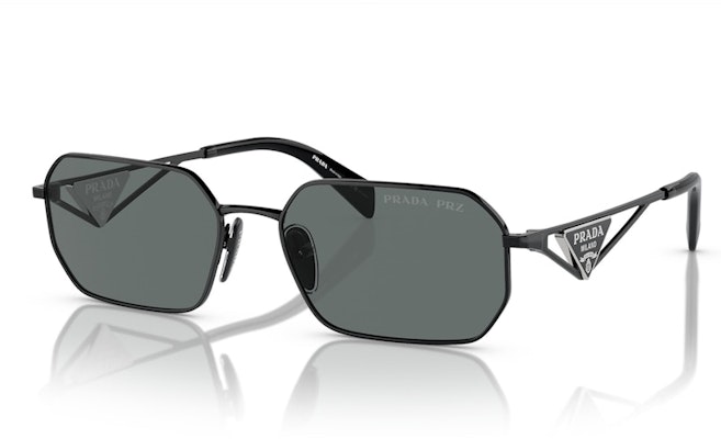 普拉达几何太阳镜 黑色/灰黑色 (SPRA51 1AB-5Z1) Buy 普拉达几何太阳镜 黑色/灰黑色 (SPRA51 1AB-5Z1)