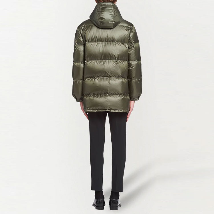 Shop PRADA Glossy Green Hooded Puffer Jacket. SGB857S2121C4G-F0UHE