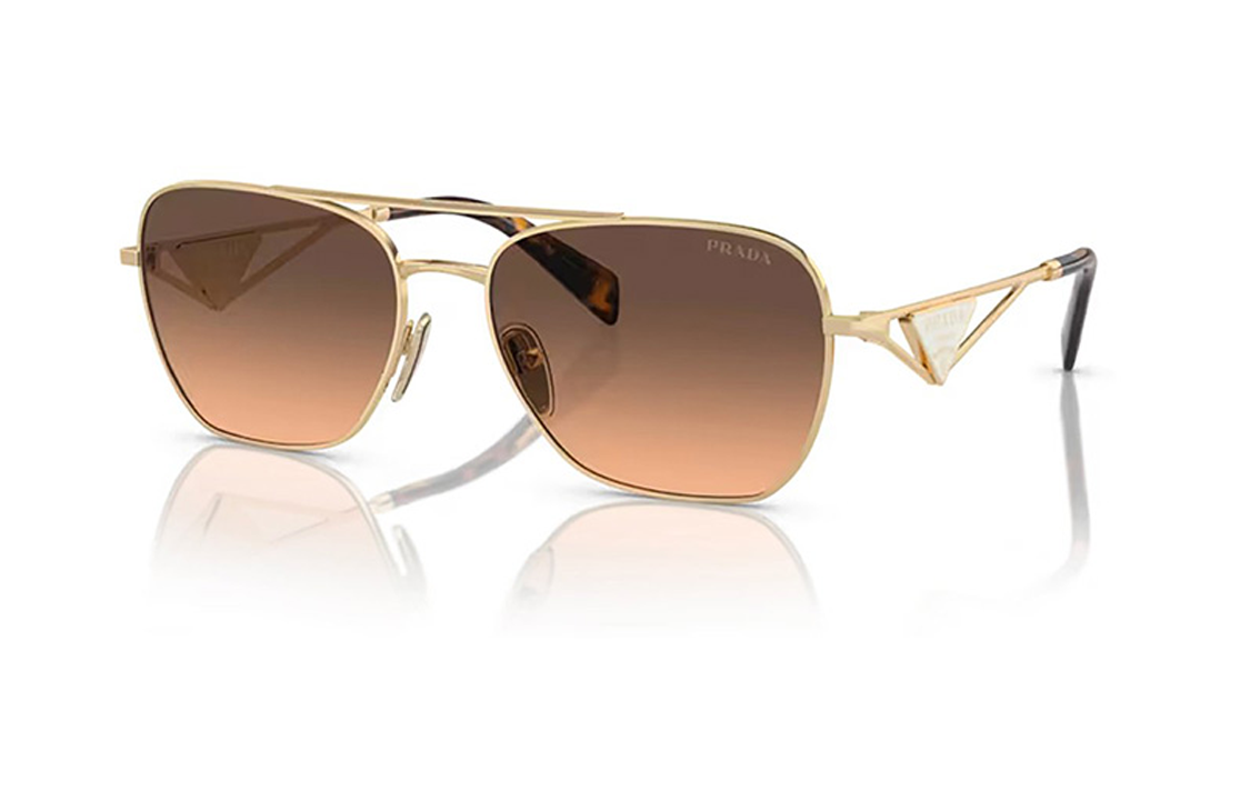 PRADA Gold Aviator Sunglasses Unisex with Letter Logo Design. 0PRA50S-ZVN50C