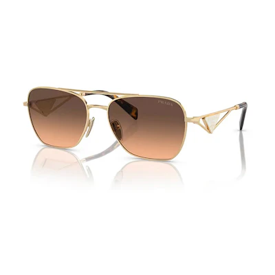 PRADA Gold Aviator Sunglasses Unisex with Letter Logo Design. 0PRA50S-ZVN50C