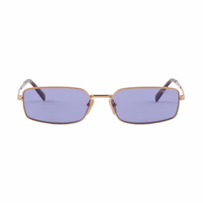 PRADA Gold Metal Rectangle Sunglasses Unisex Couple Design SPRA60E7OEC059