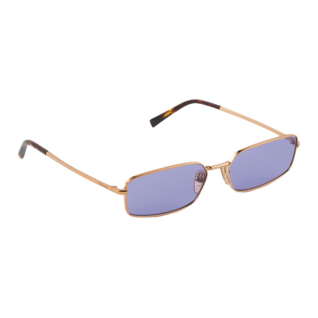 PRADA Gold Metal Rectangle Sunglasses Unisex Couple Design SPRA60E7OEC059 圖 3