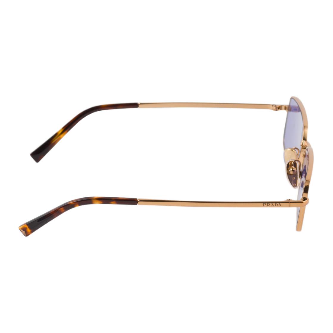 PRADA Gold Metal Rectangle Sunglasses Unisex Couple Design SPRA60E7OEC059 圖 4