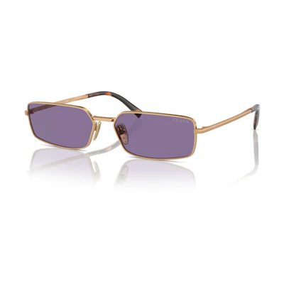 PRADA Gold Rectangular Metal Sunglasses with Engraved Temples POIZON2406201093
