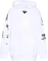 Prada Graphic Print White Hoodie with Long Sleeves UJL12A-10IO-F0009-S-221 Prada Graphic Print White Hoodie with Long Sleeves UJL12A-10IO-F0009-S-221