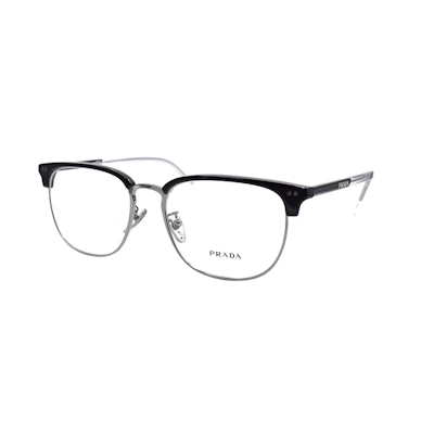 PRADA Heritage Eyeglasses Black Silver Browline Optical Frame VPR11Z-D-YDC-1O1