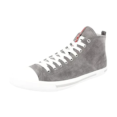 Prada High-Top Leather Sneakers 'Grey'