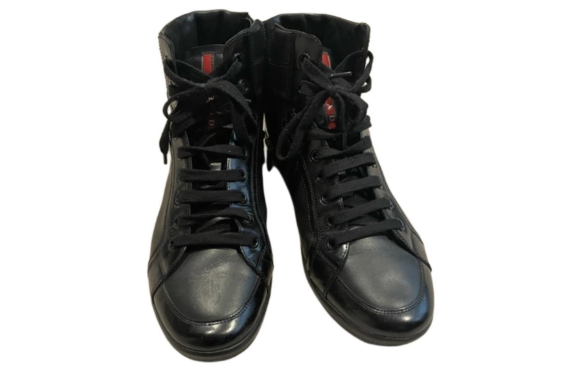 Shop Prada High-Top Sneakers 'Black Leather' 4T2752_OY5_F0002