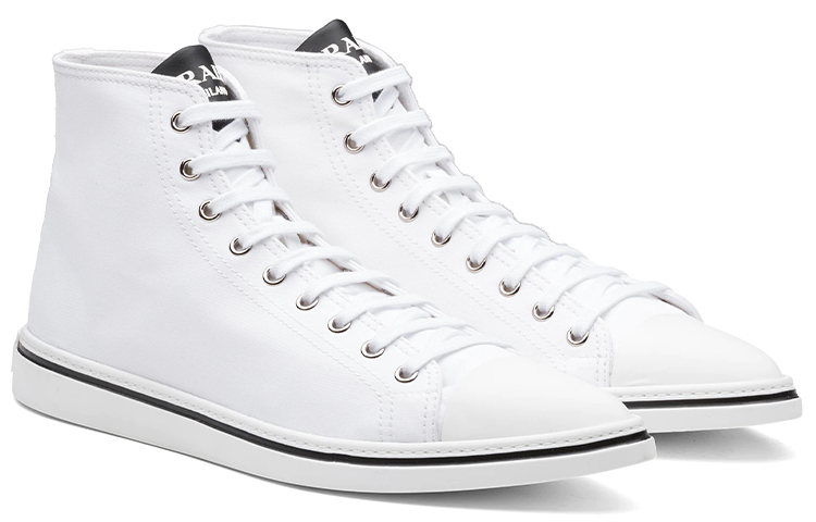 Lookbook プラダ ハイカットスニーカー 白キャンバス 2TG177_GUD_F0009