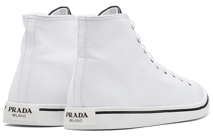 Shop プラダ ハイカットスニーカー 白キャンバス 2TG177_GUD_F0009