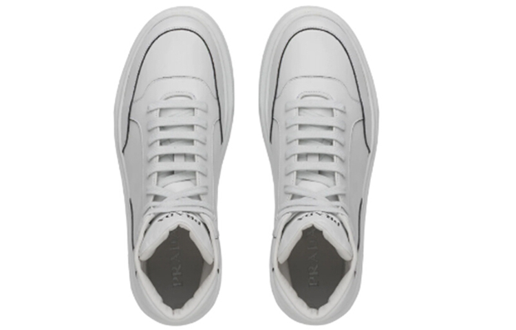 Prada High-Top Casual Sneaker 'White Leather' 圖 3