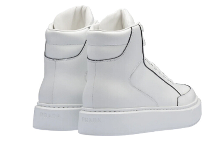 Prada High-Top Casual Sneaker 'White Leather' 圖 4