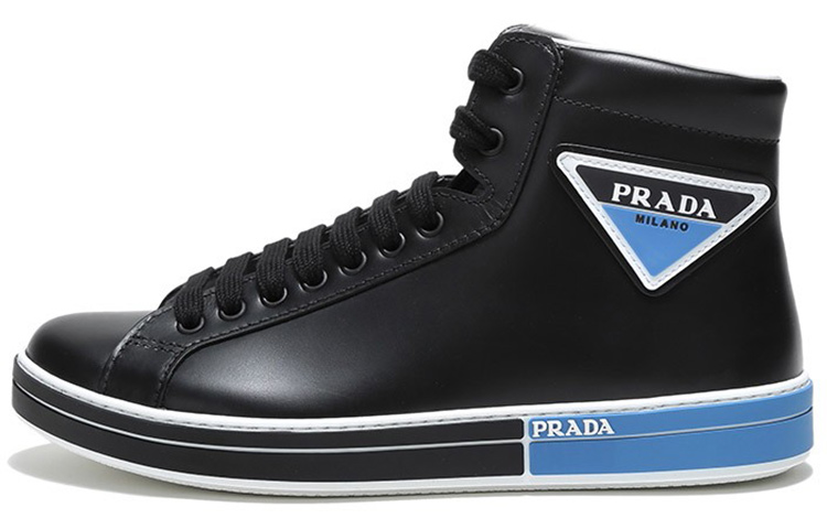Prada High-Top Lace-Up Sneakers 'Black Blue'