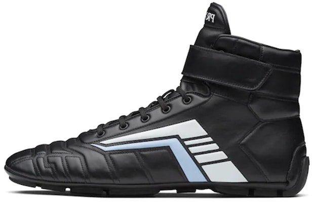 PRADA 普拉達 高幫運動鞋 黑藍 Buy PRADA 普拉達 高幫運動鞋 黑藍