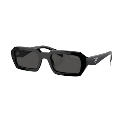 PRADA Irregular Black Acetate Logo Sunglasses PRA12S16K08Z