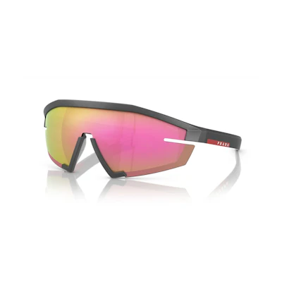 PRADA Irregular Shape Sunglasses for Men - Black Logo Design. PS03ZS15P20A