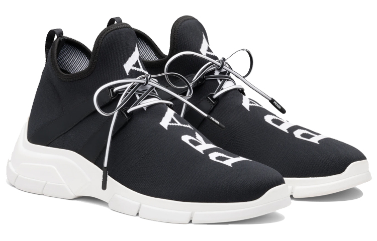 Order Sneaker Prada Kain Rajut 'Hitam Putih' 4E3492-3V98-F0967