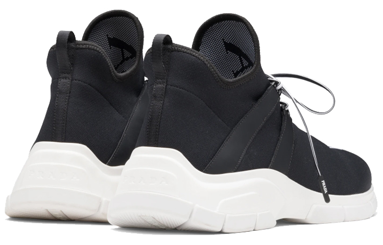 Shop Sneaker Prada Kain Rajut 'Hitam Putih' 4E3492-3V98-F0967