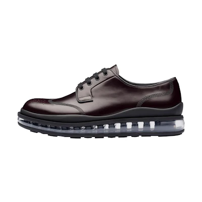 Prada Lace-Up Casual Leather Shoes 'Brown Cushioned Sole'
