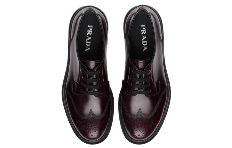 Prada Lace-Up Casual Leather Shoes 'Brown Cushioned Sole' 圖 4