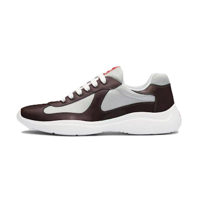Prada Lace-Up Round Toe Low-Top 'Brown Silver'