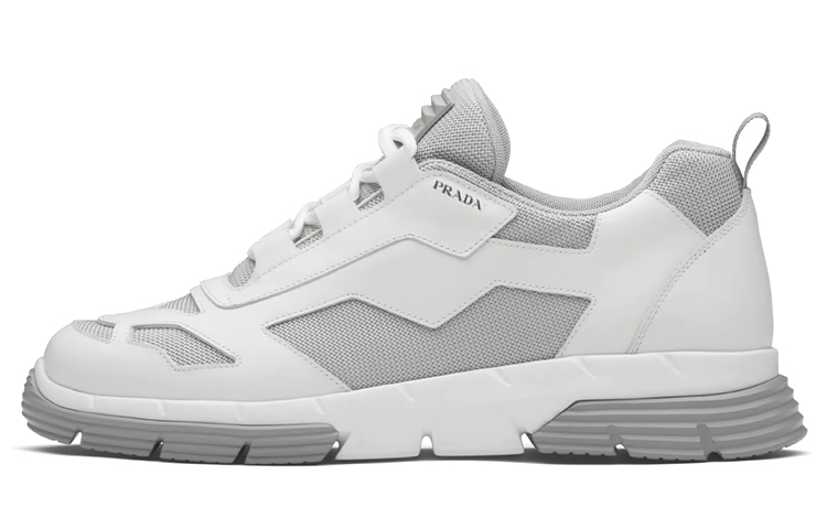 Prada Leather and Fabric Sneakers 'White'