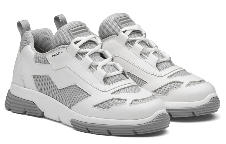 Prada Leather and Fabric Sneakers 'White' 圖 2