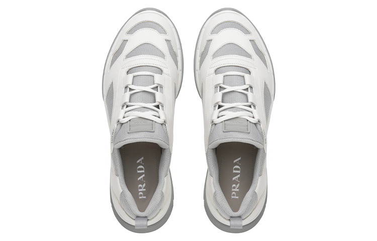 Prada Leather and Fabric Sneakers 'White' 圖 3