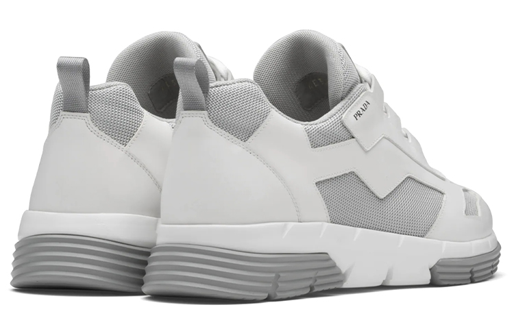 Prada Leather and Fabric Sneakers 'White' 圖 4