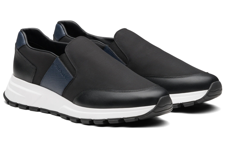 Prada Leather and Nylon Sneakers 'Black Blue' 圖 2