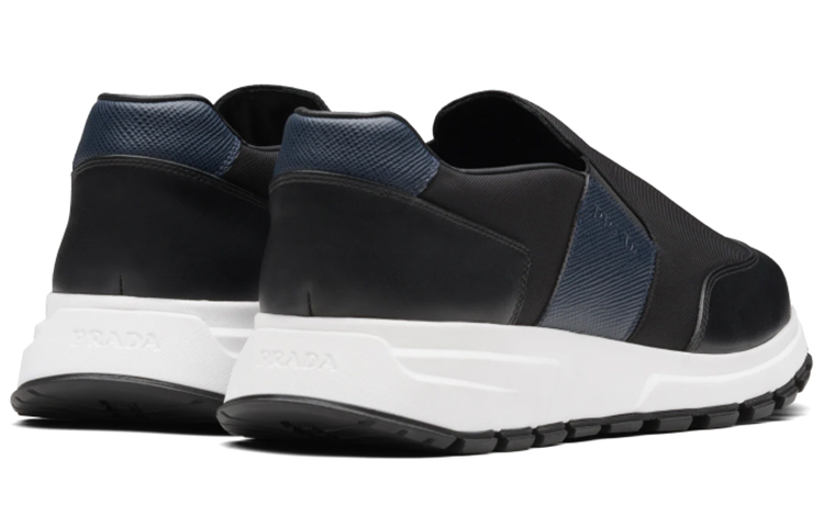 Prada Leather and Nylon Sneakers 'Black Blue' 圖 3