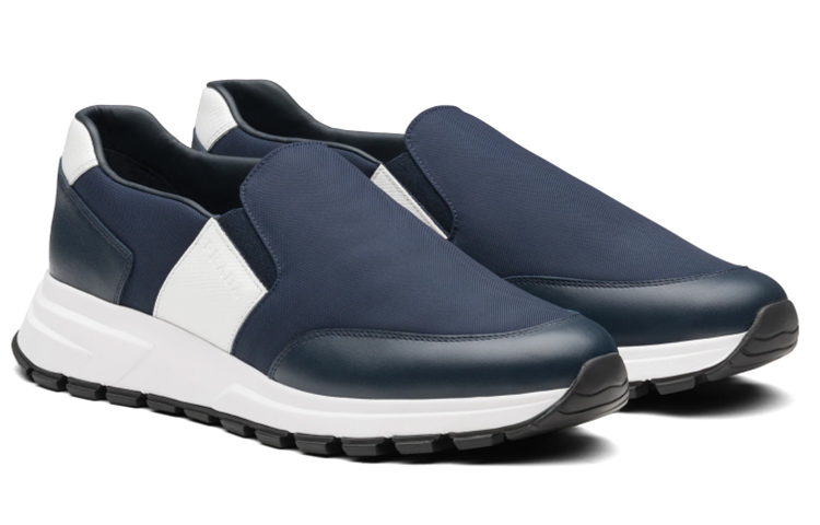 Prada Leather and Nylon Sneakers 'Blue White' 圖 2