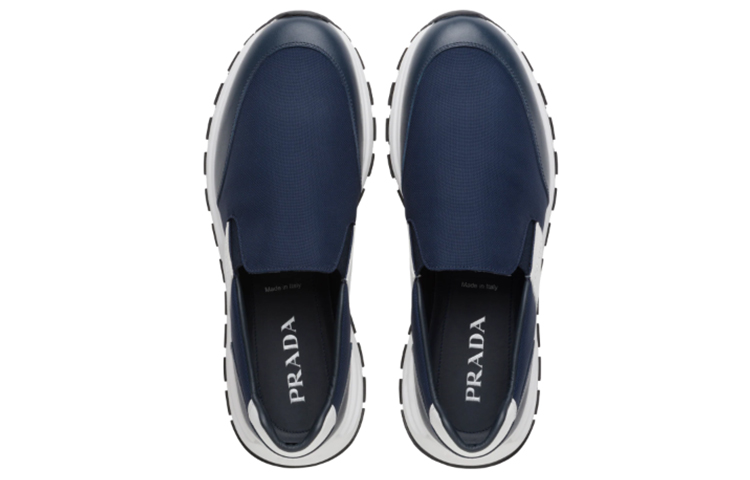 Prada Leather and Nylon Sneakers 'Blue White' 圖 4