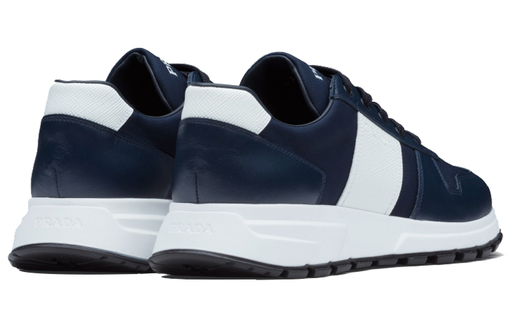 Prada Leather and Nylon Sneakers 'Blue White' 圖 3
