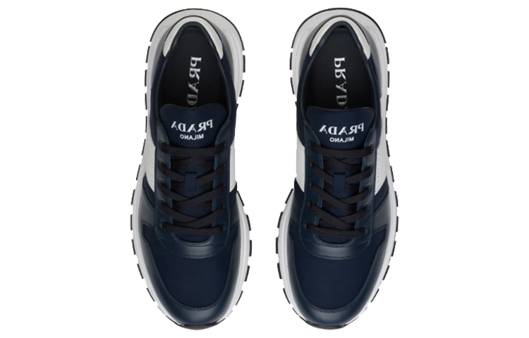Prada Leather and Nylon Sneakers 'Blue White' 圖 4