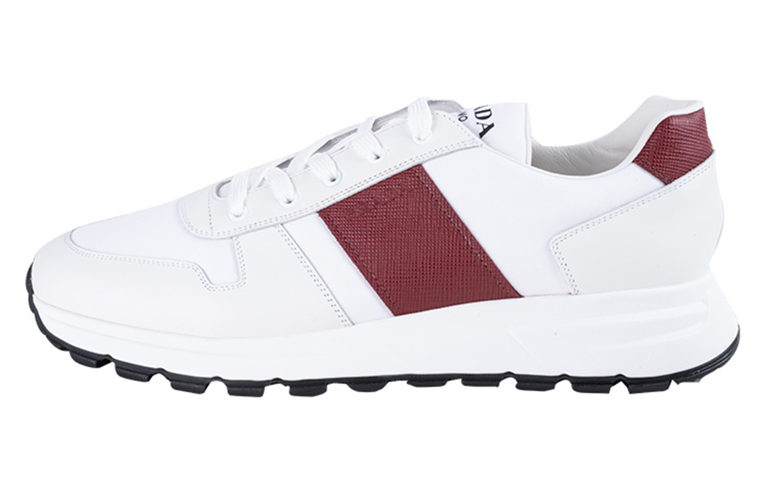 Prada Leather and Nylon Sneakers 'White Red'