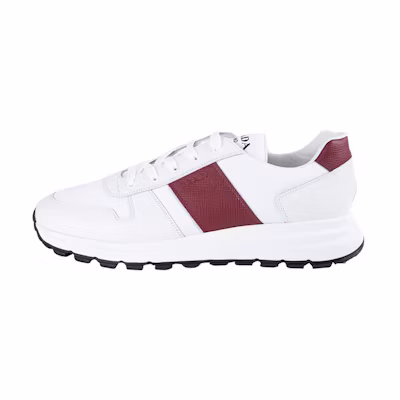 Prada Leather and Nylon Sneakers 'White Red'