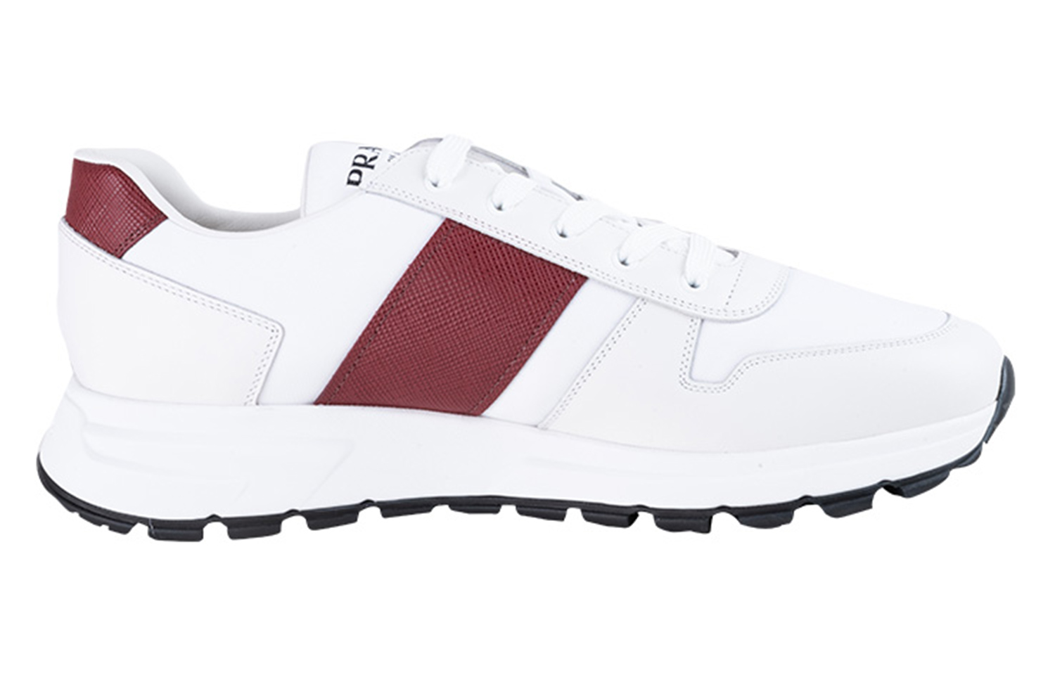 Prada Leather and Nylon Sneakers 'White Red' 圖 2