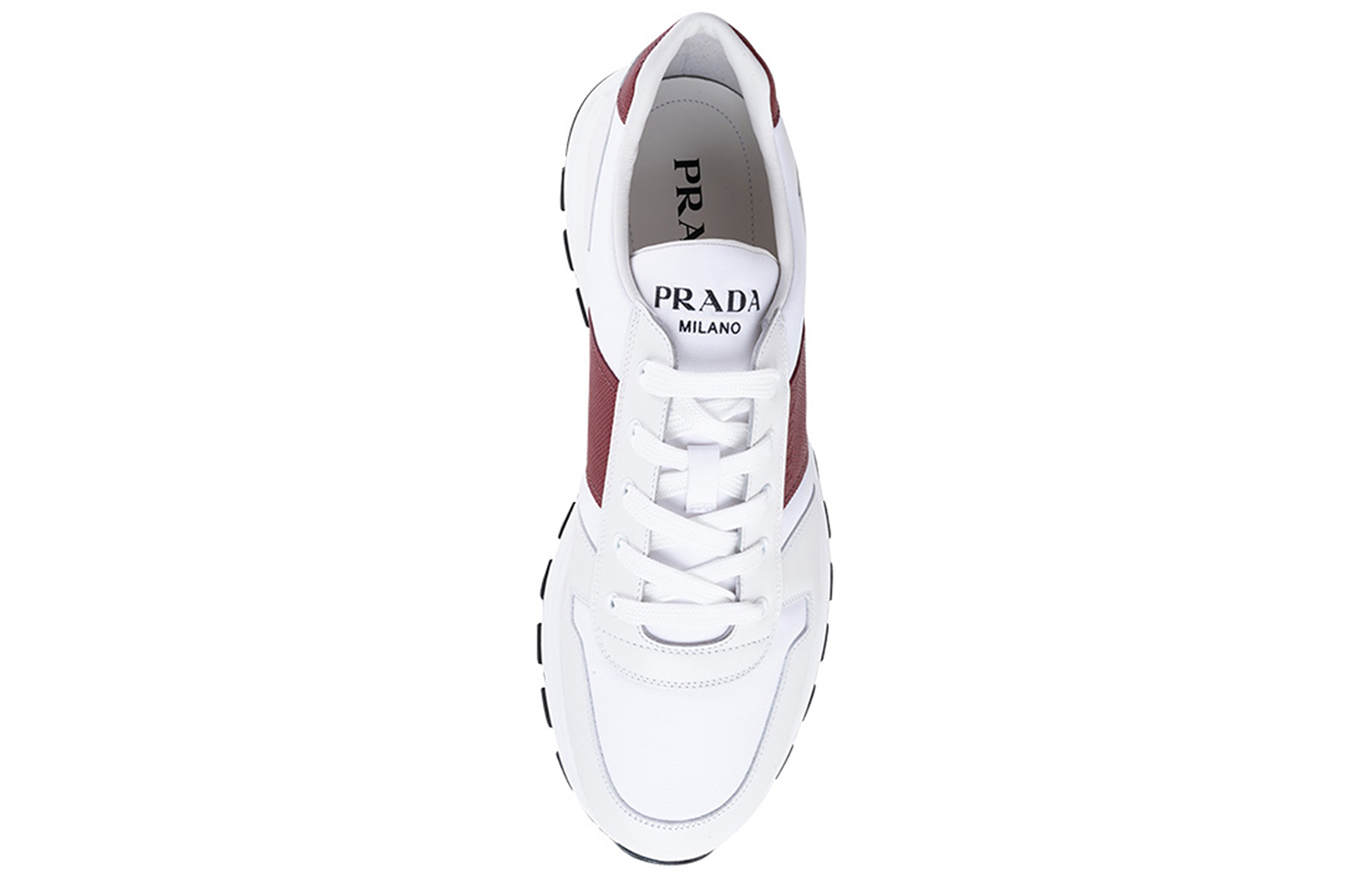 Prada Leather and Nylon Sneakers 'White Red' 圖 3