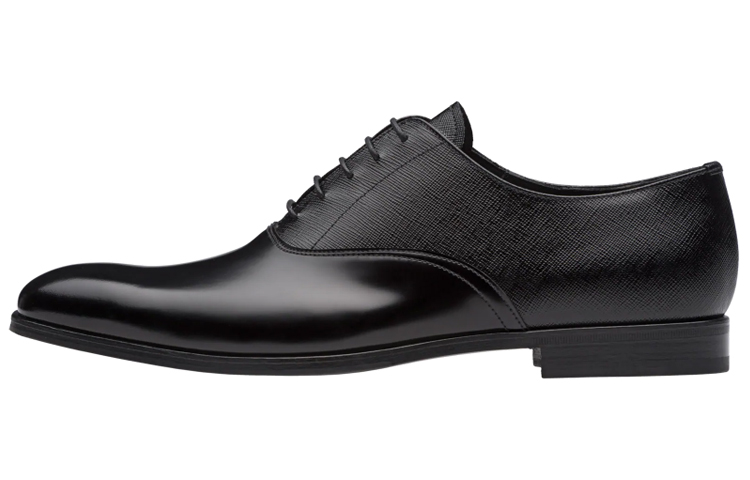 Prada Leather and Patent Leather Oxford 'Black'