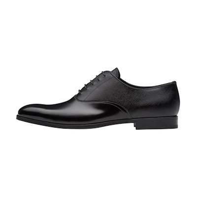 Prada Leather and Patent Leather Oxford 'Black'