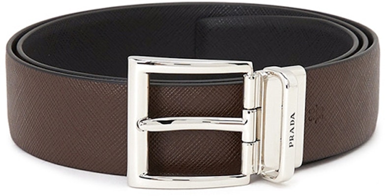 Prada Leather Belt Black/Brown 3.3cm Wide 2CC004-053-F00XF Order Prada Leather Belt Black/Brown 3.3cm Wide 2CC004-053-F00XF