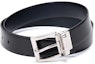 Purchase PRADA Leather Belt with Metal Logo Buckle in Sea Blue, 3.3cm Wide. 2CC004-053-F0RD7