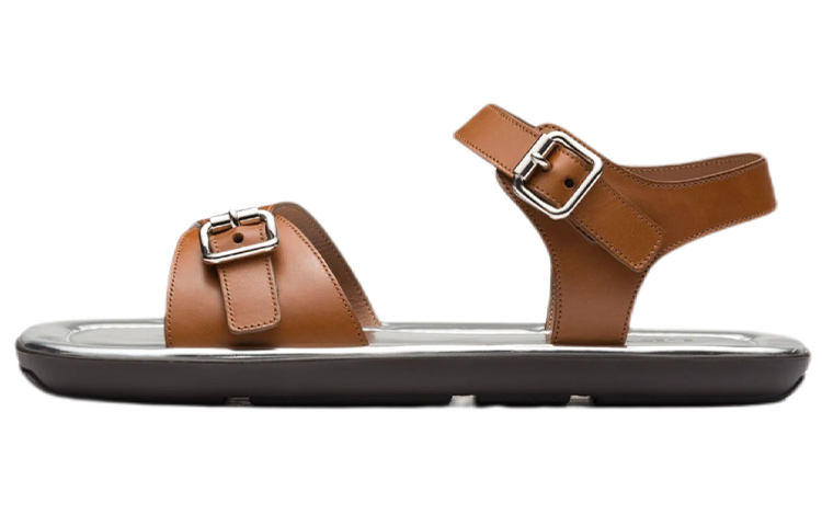 Prada Leather Double Strap Sandals 'Brown Fashion' 2X3071_3LJ9_F0GVP_F_G001