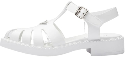 Prada Leather Enamel Triangle Logo Buckle Sandal 'White' 2X3084_055_F0009 Prada Leather Enamel Triangle Logo Buckle Sandal 'White' 2X3084_055_F0009