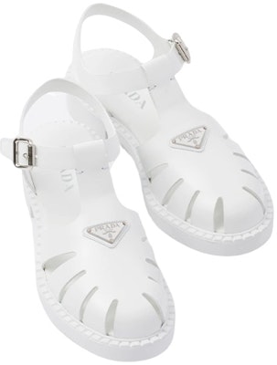Sandal Prada Kulit Logo Segi Tiga Putih 2X3084_055_F0009 Lookbook Sandal Prada Kulit Logo Segi Tiga Putih 2X3084_055_F0009